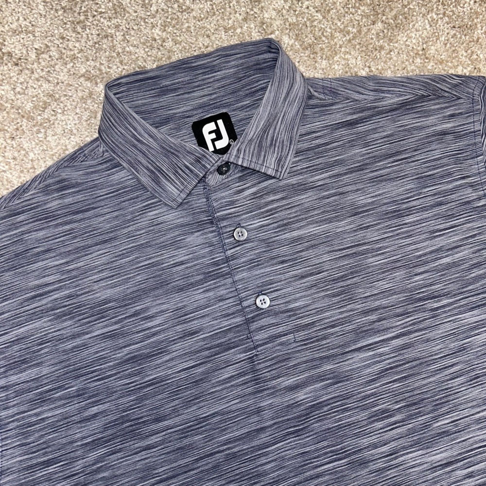 FootJoy FJ Men's Golf Polo Shirt Gray Space Dye Performance Short Sleeve‎ Large